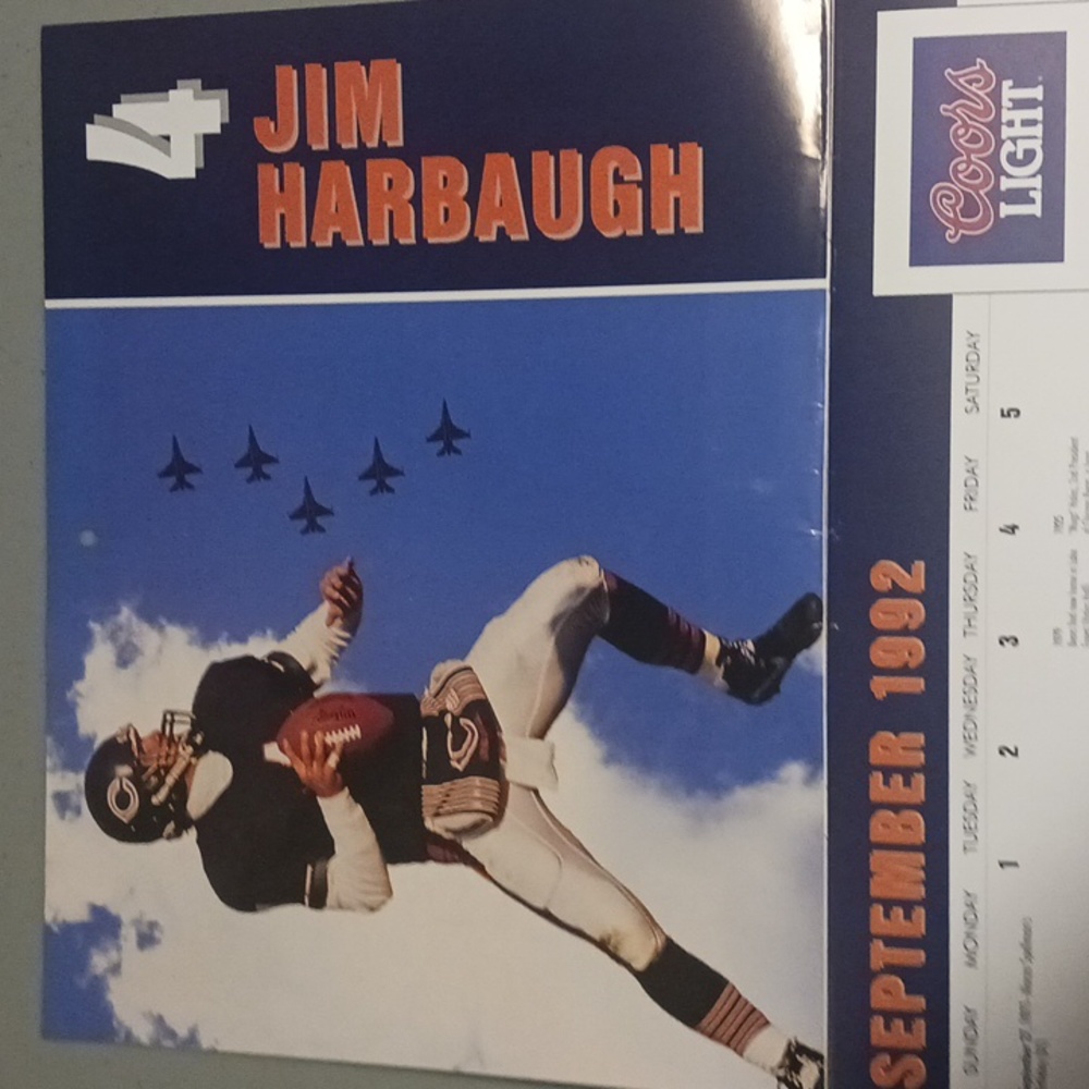 Official 1992 Chicago Bears Calendar w/ Tom Waddle Autograph #eshopchicago - Picture 3 of 16
